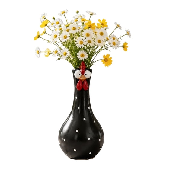 Chicken Shaped Ceramic Vase Resin Animal Vase – 7.87" Whimsical Tabletop Holder for Succulents & Floral Display