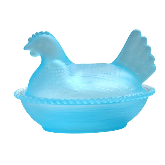 Chicken Shaped Dish, Crystal Glasses Hen on Nest Candy Dish with Lid Retro Bowl Jar Table Decorations Colorful Vintage Canister Dessert Plate for Home Countertop Kitchen