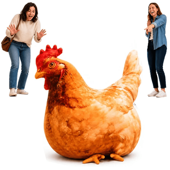 Chicken-Shaped Plush Pillow, Cute Hen Animals Plushies Toys, Realistic Look Bedtime Stuffed Plush Toy, Birthday Christmas Gift for Kids & Adults