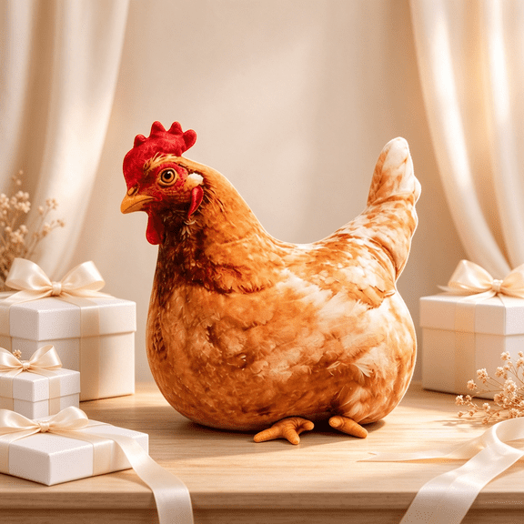 Chicken-Shaped Plush Pillow, Cute Hen Bedtime Stuffed Animal Plush Toys, Realistic Look Farmhouse Cushion, Animals Plushies Toys for Family Gifts