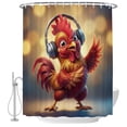 Chicken Shower Curtain for Bathroom, Abstract Headphone Chicken Shiny ...