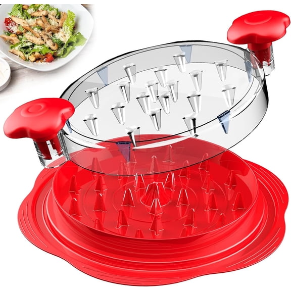 Chicken Shredder，Chicken Shredder Tool Handheld Twist Meat Storming Shredder for Chicken Breast Pork Beef, Visible Lid, Anti-Slip Strip, Ergonomic Handle, BPA Free, Suitable for Pork Beef Chicken,Red