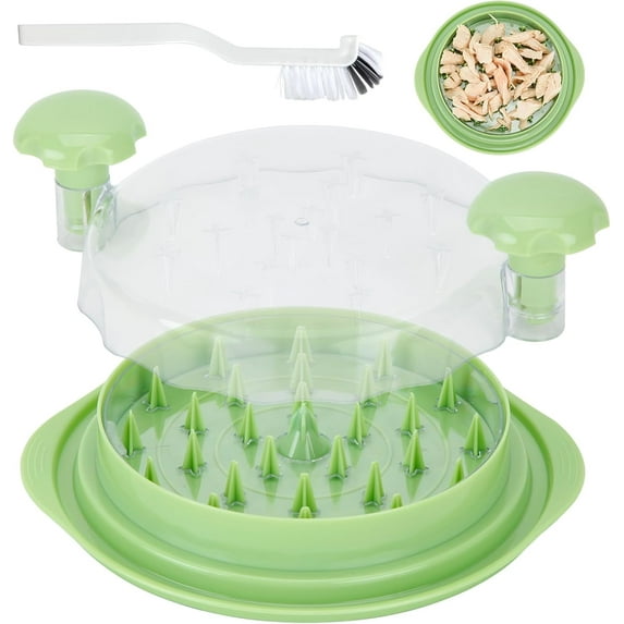 Chicken Shredder, Ergonomic 10 inch Visible Chicken Breast Shredder Tool Twist,Dishwasher Safe Design, Non-Slip Base, Cleaning Brush, Heat Resistant, and BPA Free,GREEN