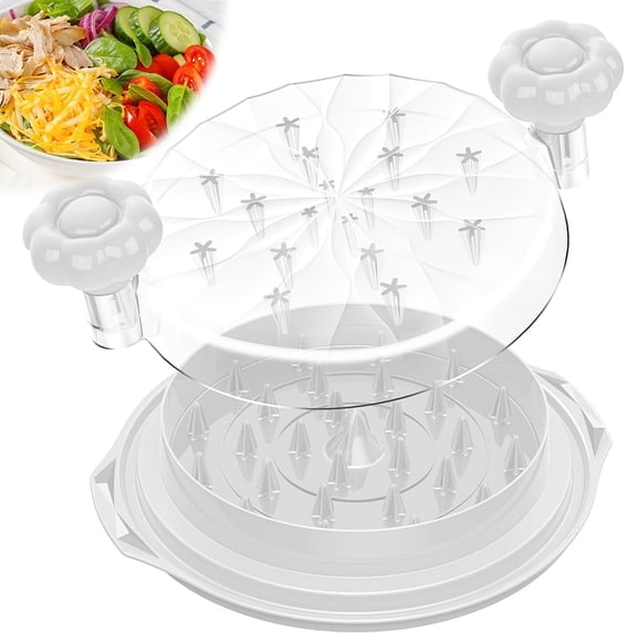 Vruelia Chicken Shredder Ergonomic Handle Meat Grinder Non-Slip Shredding Tool Twist Shredding Tool with Brush Shredding Tool Twist Clear Lid Shredding Tool Twist Dishwasher Safe White