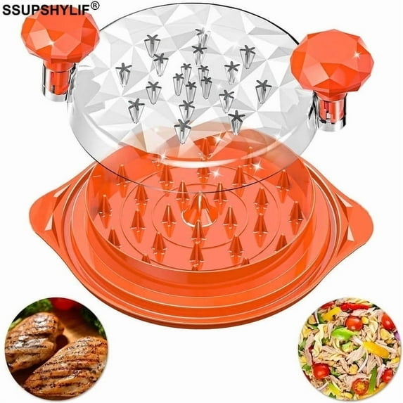 Chicken Shredder Large Chicken Breast Shredder Tool Twist with Brush&Fork, Visible Meat Shredder Machine, Anti-Slip Strip, Ergonomic Handle, BPA Free, Suitable for Pork Beef Chicken