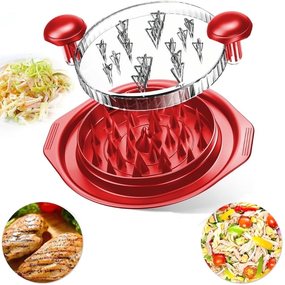 Chicken Shredder, Large Chicken Shredder Tool Twist, Visible Meat Shredder Machine for Chicken Breast Beef Pork with No-Slip Strip & Ergonomic Handle Suitable for Pork Beef Chicken (Red)