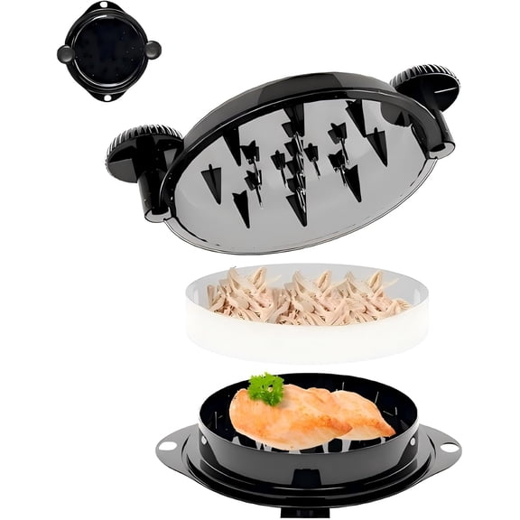 Chicken Shredder Meat Shredder Tool Twist Large - Chicken Breast Shredder Tool with Stainless Steel Spikes Shredding Tool for Shredded Chicken Beef Pork Kitchen Gadgets Essentials (Black&Black)