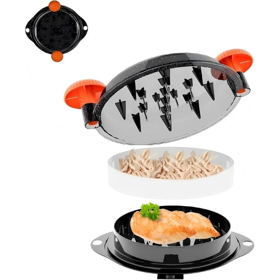 Chicken Shredder Meat Shredder Tool Twist Large - Tool with Stainless Steel Spikes for Shredded Chicken Breast Beef Pork Kitchen Gadgets Essentials (Orange&Black)