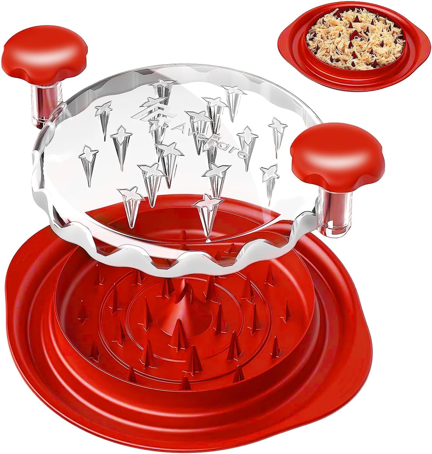 Chicken Shredder Pro Chicken Breast Shredder Tool Twist with Clear Cover, Large Meat Shredder Machine, Easy cleaning, Anti-slip, Heat ResistantBPA Free (Red)