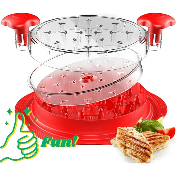 Chicken Shredder with Separate Plate, Large Meat Shredder Tool Twist with Transparent Lid&Brush, Visible Manual Chicken Breast Shredder, Dishwasher Safe, Ergonomic Handle, Easy to Clean