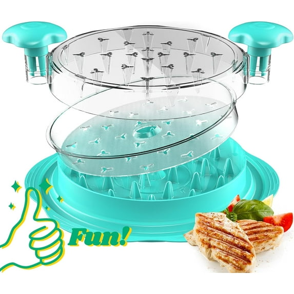 Chicken Shredder with Separate Plate, Large Meat Shredder Tool Twist with Transparent Lid&Brush, Visible Manual Chicken Breast Shredder, Dishwasher Safe, Ergonomic Handle, Easy to Clean