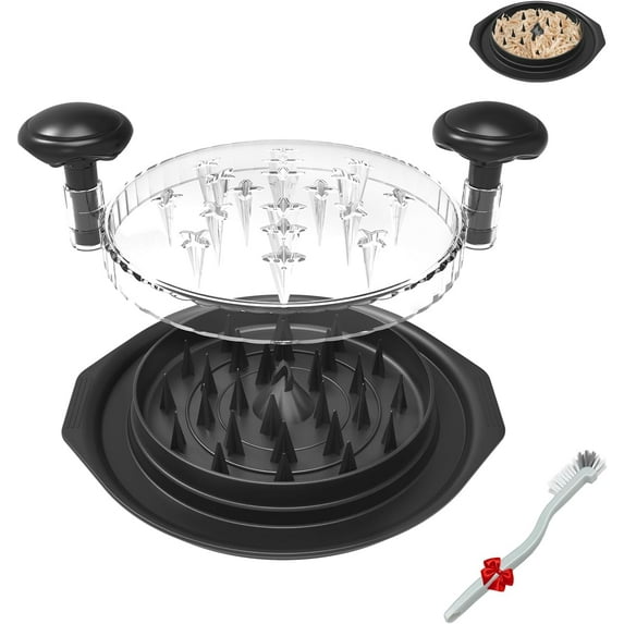 Chicken Shredder Tool, 10.5" Large Chicken Breast Shredder Tool Twist with Brush, Visible Meat Shredder Machine with Anti-Slip Base & Ergonomic Handle(Black)