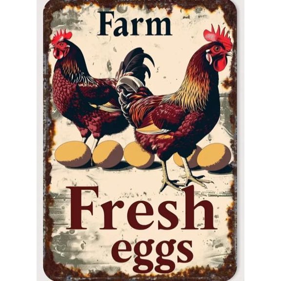 Chicken Sign Chicken Coop Signs Funny Chicken Sign Rustic Farm Fresh Eggs Metal Signs, Size 12x16