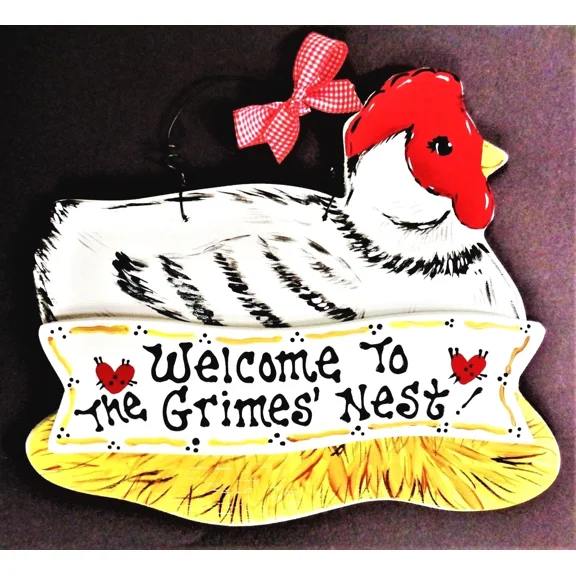 Chicken Sign Personalize Family Name Or Kitchen Rooster Wall Hanger Plaque Decor