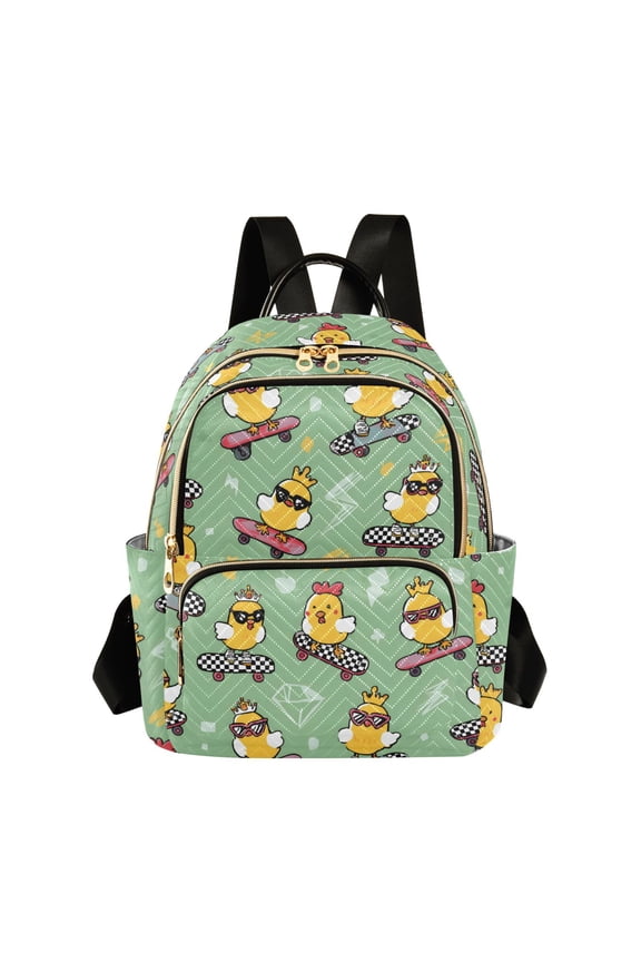 Chicken Skateboard Fashion Backpack Quilted Lightweight Women Travel Daypack 14L