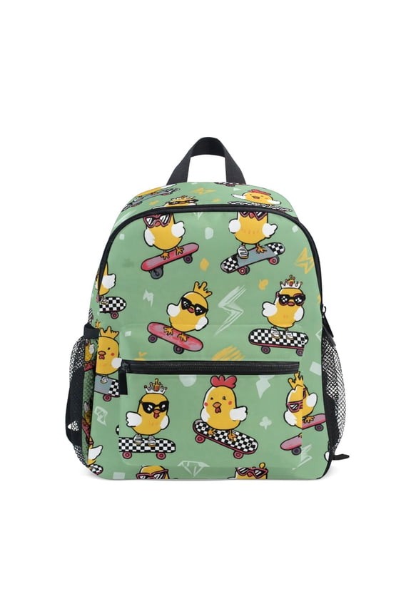 Chicken Skateboard Mini Backpack Cute Small Backpack with Chest Strap and Whistle Ages 3-8