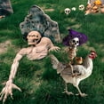 thumbnail image 1 of Chicken Skeleton Halloween,Halloween Skeleton Riding Rooster Yard Decoration,Chicken Skeleton Stakes Halloween Decoration,2d Metal Yard Sign with Stakes,Realistic Ornament for Outdoor Lawn Garden, 1 of 9
