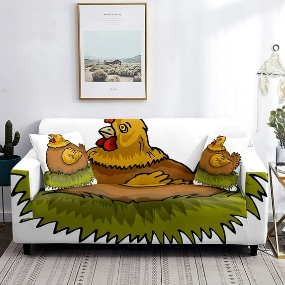 Chicken Sofa Cover Colorful Animal Pattern Non Slip Furniture Covers Slipcover Couch Cover Protector from Dust Stain