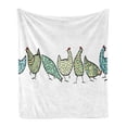 thumbnail image 1 of Chicken Soft Flannel Fleece Throw Blanket, Farm Animals in Ornamental Geometric Childish Poultry Agriculture Kids, Cozy Plush for Indoor and Outdoor Use, 50" x 70", Pale Green and White, by Ambesonne, 1 of 5
