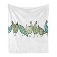 thumbnail image 1 of Chicken Soft Flannel Fleece Throw Blanket, Farm Animals in Ornamental Geometric Childish Poultry Agriculture Kids, Cozy Plush for Indoor and Outdoor Use, 70" x 90", Pale Green and White, by Ambesonne, 1 of 5