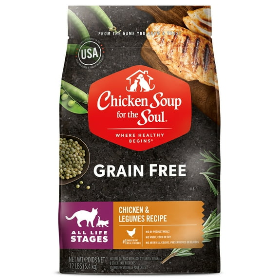 Chicken Soup for the Soul Grain Free All Life Stages Dry Cat Food - Chicken & Legumes Recipe, 4lb