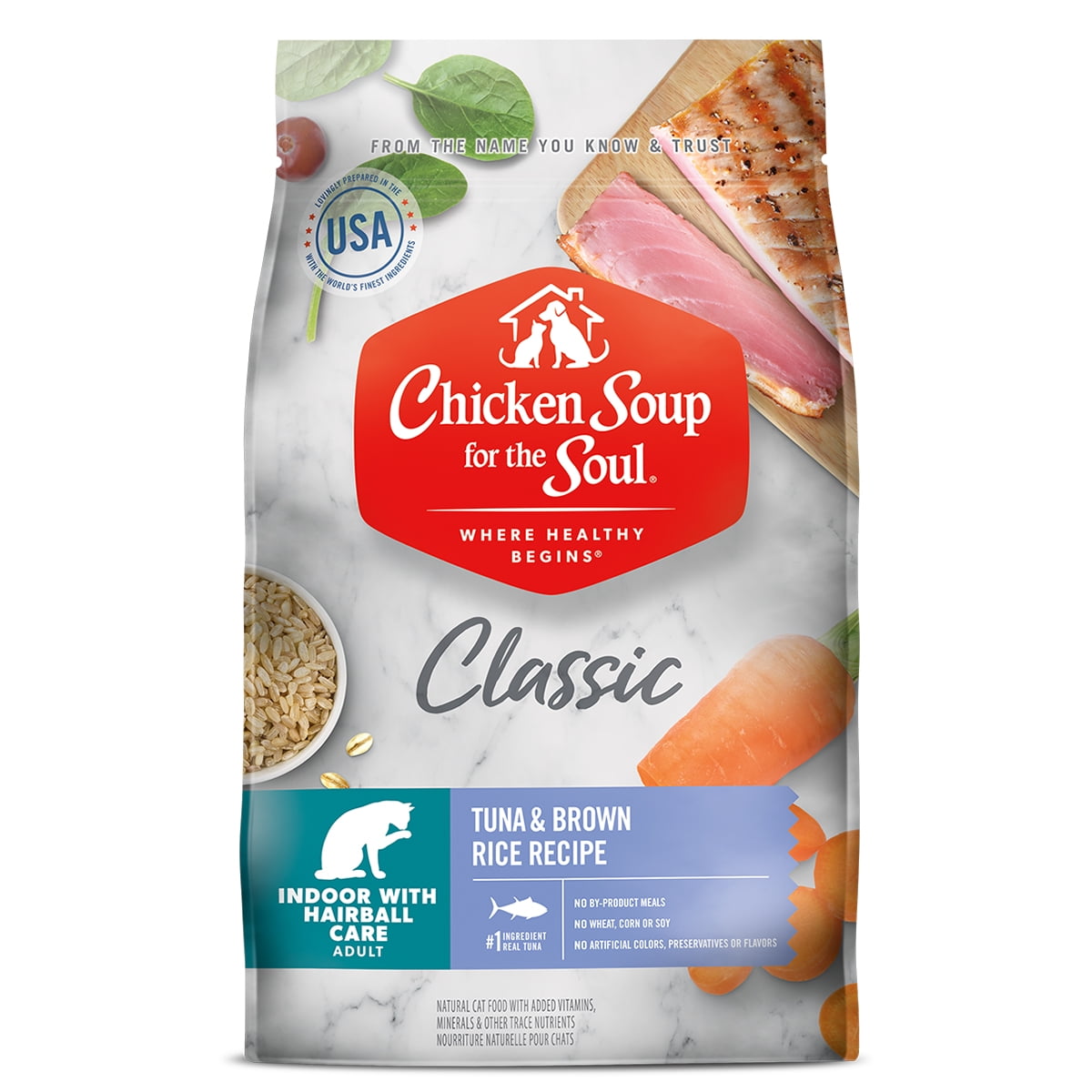 Chicken Soup for the Soul Indoor Cat Food - Tuna & Brown Rice Dry Recipe, 13.5 lb
