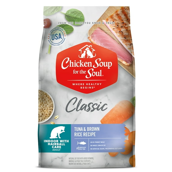 Chicken Soup for the Soul Indoor Cat Food - Tuna & Brown Rice Dry Recipe, 13.5 lb