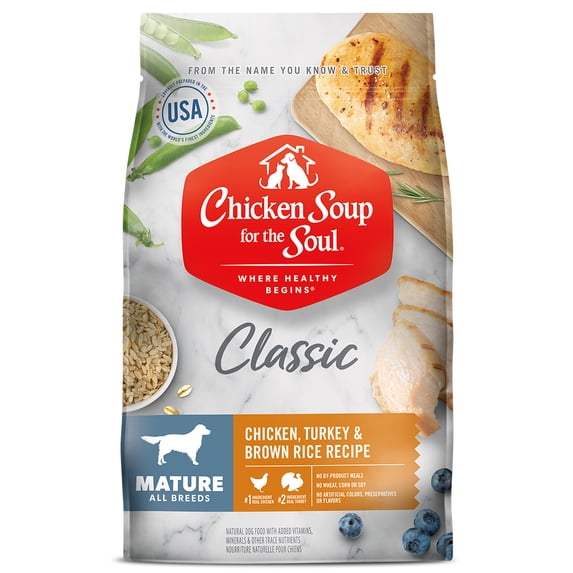 Chicken Soup for the Soul Senior Mature Recipe Dry Chicken, Turkey & Brown Rice Dog Food, 13.5 lb