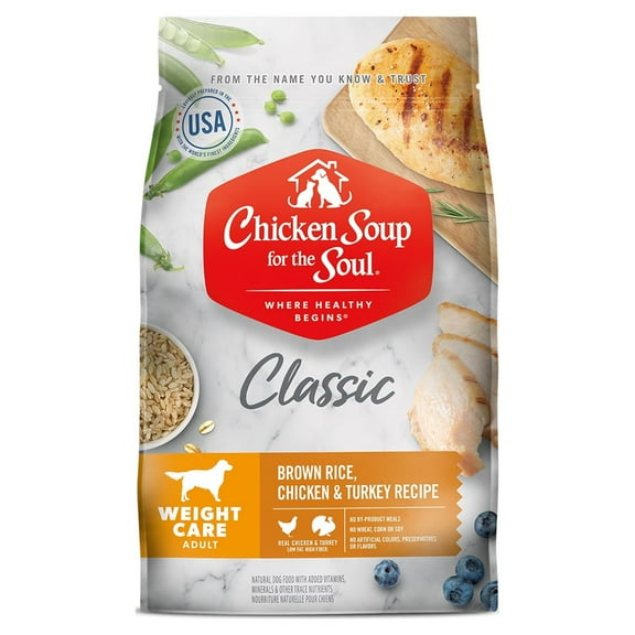 Chicken Soup for the Soul Weight Care Adult Dog -  Brown Rice & Chicken, Turkey Dry Dog Food, 28 lb