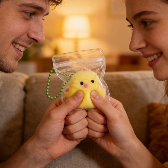 Chicken Squeeze Pendant Toy, Keychain Decompression Toys, Soft Slow Rebound Portable Stress Relief Toys, Bag Decor Mini Relaxation Fidget Tactile Stimulation Easy Carry Daily Mood Toys