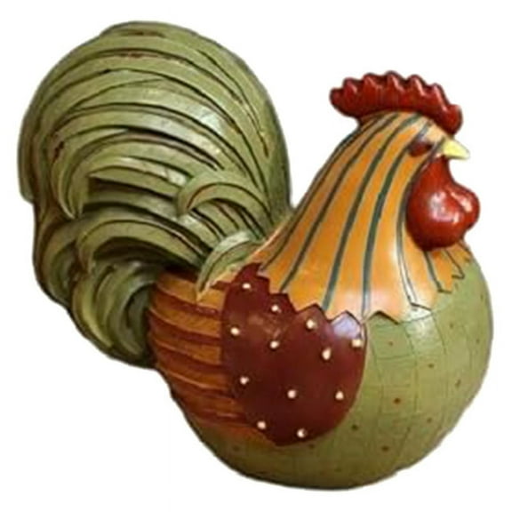 Chicken Statue, Resin Rooster Statue, Cute Animal Sculpture Decoration, Rural Oil Painting Style Statue Gift Green