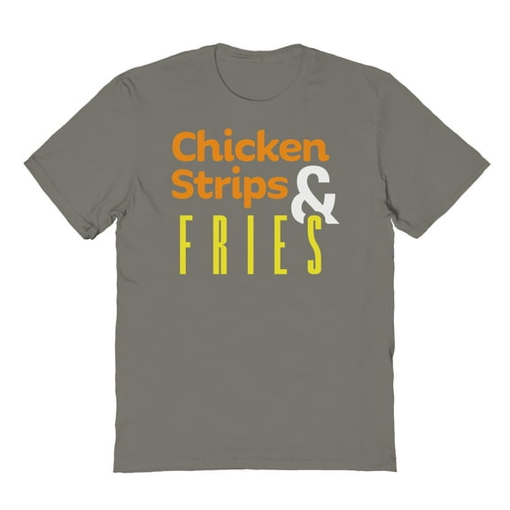 Chicken Strips And Fries Humor Graphic Charcoal Men's Cotton T-Shirt