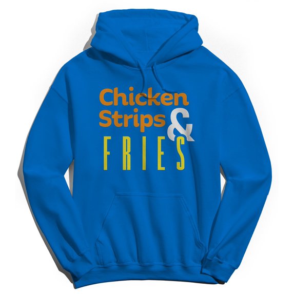 Chicken Strips And Fries Humor Graphic Royal Men's Crewneck Sweatshirt Hoodie