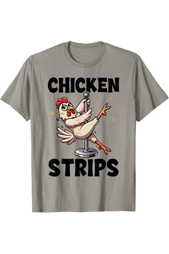 Chicken Strips Pole Dance Cartoon Pun T-Shirt