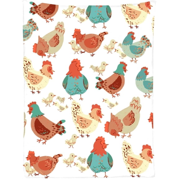 Chicken Super Soft Micro Fleece Blankets Quilt Plush Lightweight Dual-Sided Decorative Couch, Sofa, Travel, Lap, Bed Throw Blanket,50"x40" for Kids