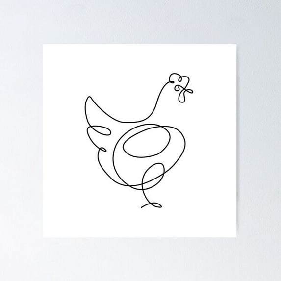 Chicken Svg, Hen, Line Art, Farm, Minimalist, Eps, Png, Outline, Animal, Farming, Art Poster Wall Art, Modern Wall Decor For Living Room Bedroom, 17x17 UNFRAMED