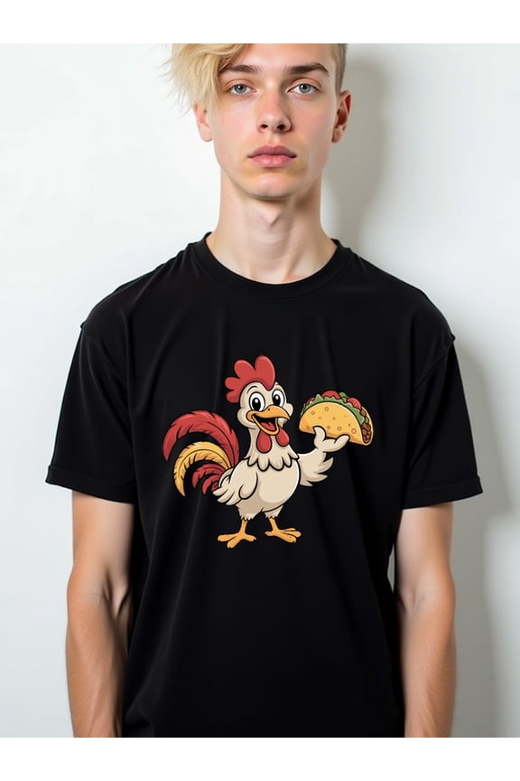 Chicken Taco Fun Tee Men round neck T-shirt black top graphic tees Hip-hop streetwear t shirts For summer Fall Trendy Unisex Shirt Crewneck tshirts