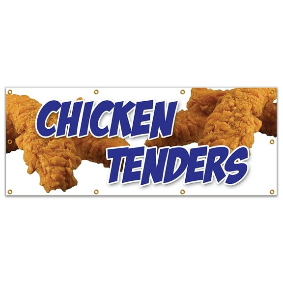 Chicken Tenders Banner 36" X 96" Heavy Duty 13 Oz Vinyl Banners with Grommets Single Sided