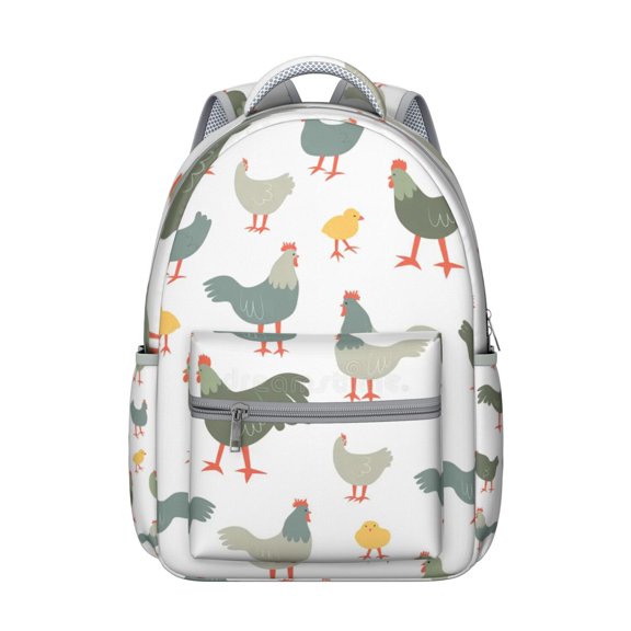 "Chicken Themed Commuter Backpack - Waterproof & Lightweight School Bag for High School & College, Durable, Stylish Design, Great for Travel"