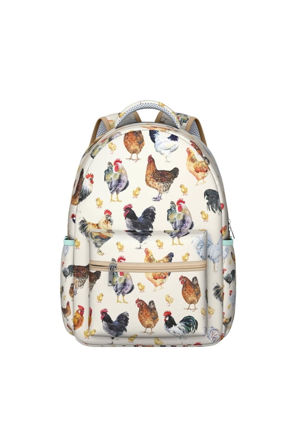 "Chicken-Themed Student Backpack - Roomy & Durable Bookbag for Middle & High School, Water-Resistant Laptop Bag for College, Fun & Functional Design"