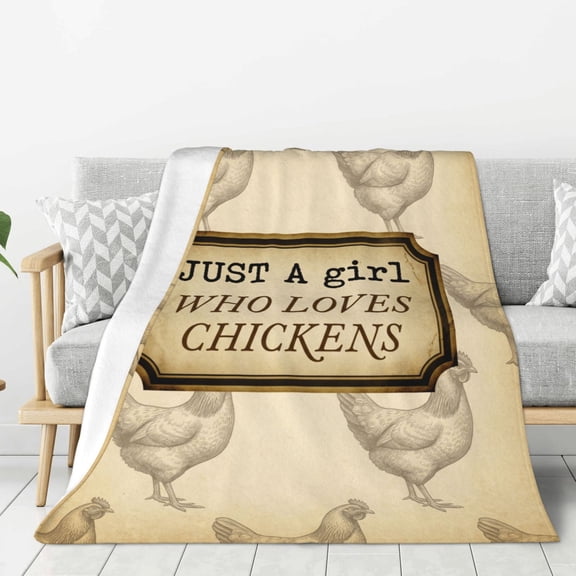 Chicken Throw Blanket Cozy Rooster Chicken Decor Bedding, Warm Flannel Blankets and Throws for Women 50x40