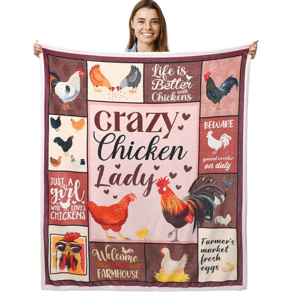 Chicken Throw Blanket Gifts Women - Farm Chicken Blanket Gifts for Girls Womens, Soft Fleece Chicken Lovers Blanket, Funny Colorful Rooster Blankets for Couch Sofa Bed 50"x60"