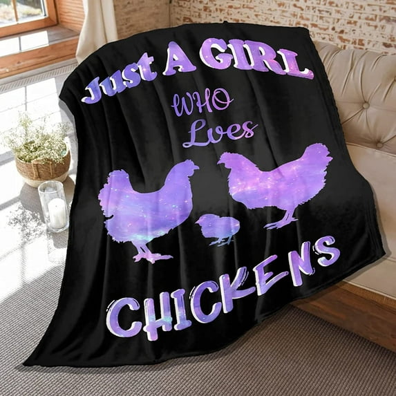 Chicken Throw Blanket Just Girl Loves Chickens Blankets Soft Plush Flannel Pet Throw Lightweight Air Conditioner Quilt for Kids Dogs Cat Couch Bed Sofa Room 40 in x 30 in Extra Small for Pets
