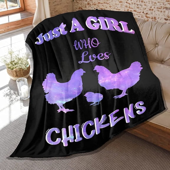 Chicken Throw Blanket Just Girl Loves Chickens Blankets Soft Plush Flannel Pet Throw Lightweight Air Conditioner Quilt for Kids Dogs Cat Couch Bed Sofa Room 40 in x 30 in Extra Small for Pets