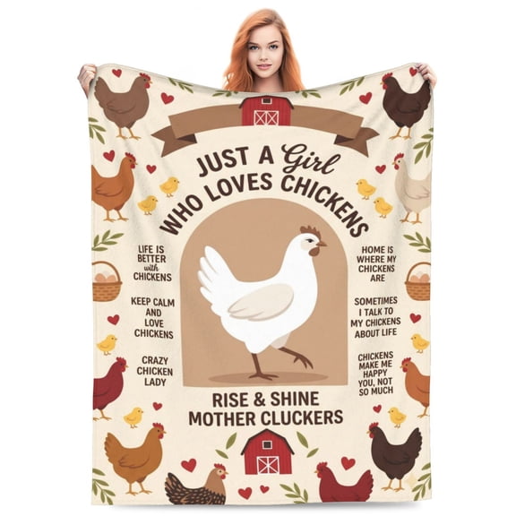 Chicken Throw Blanket, Rooster Farmhouse Blanket, Soft Flannel Animal Home Decor for Bedroom Sofa Couch Bed, Gift for Chicken Farmers 50x40
