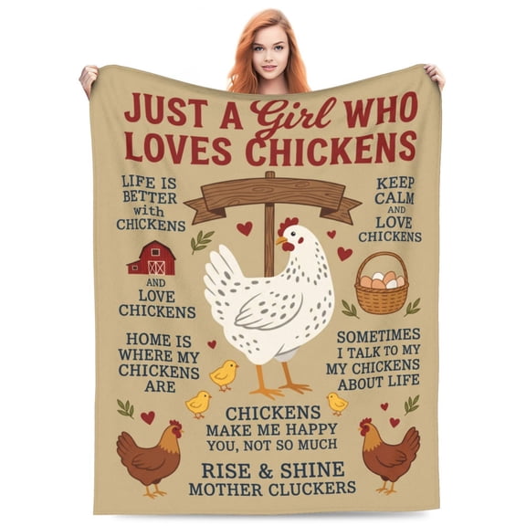 Chicken Throw Blanket, Rooster Farmhouse Blanket, Soft Flannel Animal Home Decor for Bedroom Sofa Couch Bed, Gift for Chicken Farmers 50x40