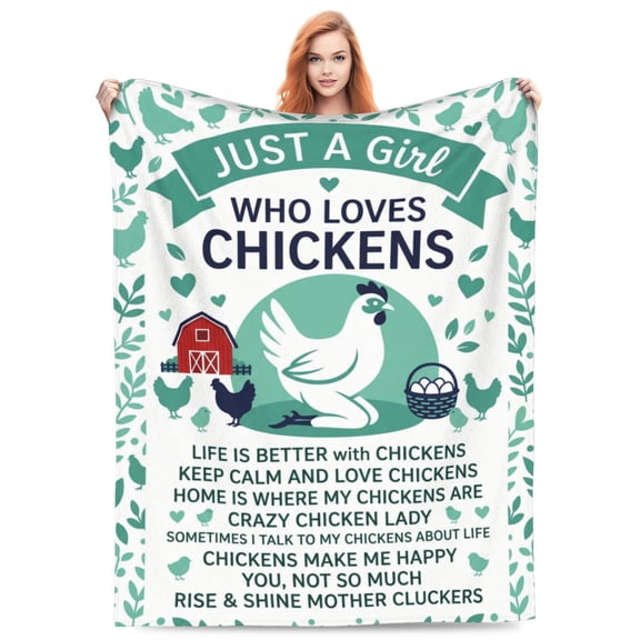 Chicken Throw Blanket, Rooster Farmhouse Blanket, Soft Flannel Animal Home Decor for Bedroom Sofa Couch Bed, Gift for Chicken Farmers 50x40