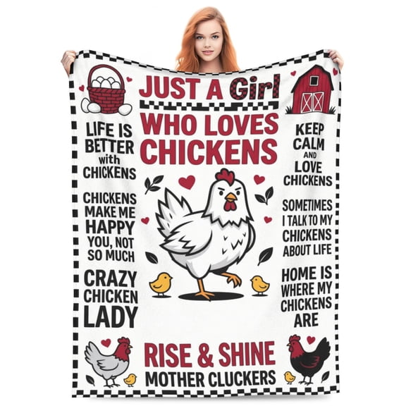 Chicken Throw Blanket, Rooster Farmhouse Blanket, Soft Flannel Animal Home Decor for Bedroom Sofa Couch Bed, Gift for Chicken Farmers 50x40