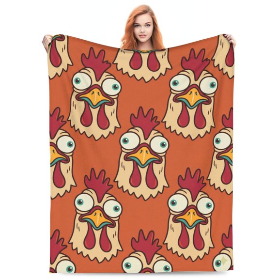 Chicken Throw Blanket, Rooster Throw Blanket, Soft Flannel Animal Lover Gift for Adults, Cozy Blanket for Couch, Bed and Home 50x40