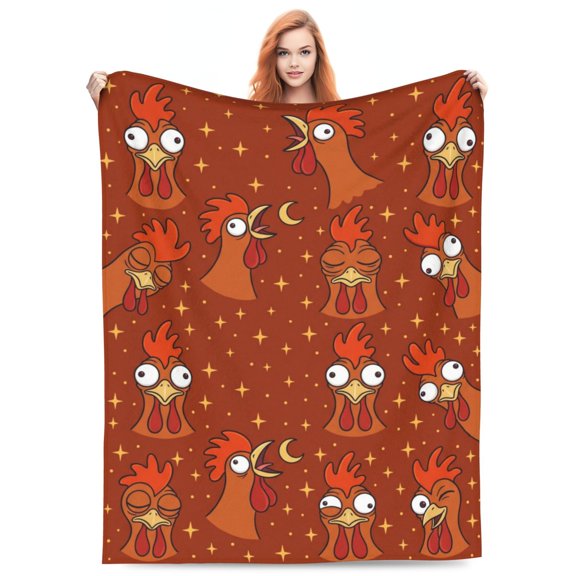 Chicken Throw Blanket, Rooster Throw Blanket, Soft Flannel Animal Lover Gift for Adults, Cozy Blanket for Couch, Bed and Home 50x40
